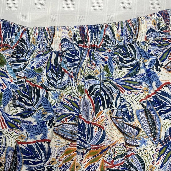 C&C California Linen Wide Leg Crop Pants Tropical Leaf Print Size L - Picture 4 of 12